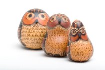 Gourd Owl Set of Three 3.5" Hand Carved Fair Trade Peru
