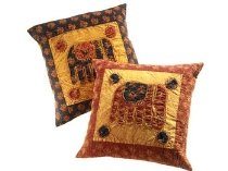 India Balmeri Elephant Cushion Cover Red Fair Trade Product